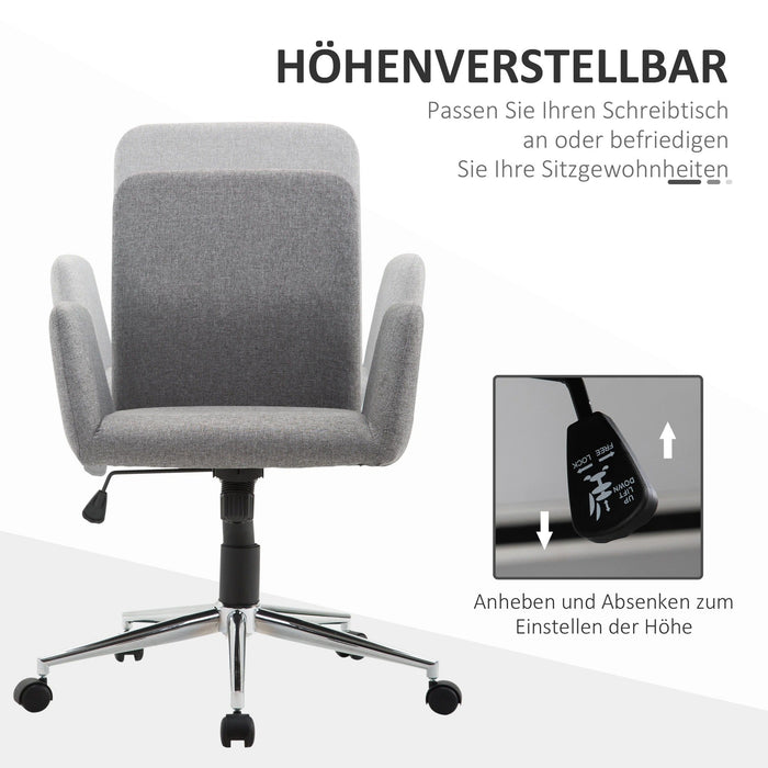 Bürostuhl im Nordischen Stil höhenverstellbar mit Liegefunktion Grau, 61x58x88-97,5cm