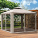 Gartenpavillon Pavillon Gartenzelt Festzelt Partyzelt mit 4x Seitenwand wetterfest Metall + Polyester Cremeweiß 2,94x2,94x2,65m