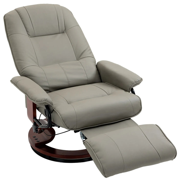 Déchaigneur télévisé en fauteuil fauteuil allongé en cuir artificiel 360 ° chaise rotative gris incliable, 78x87x100cm