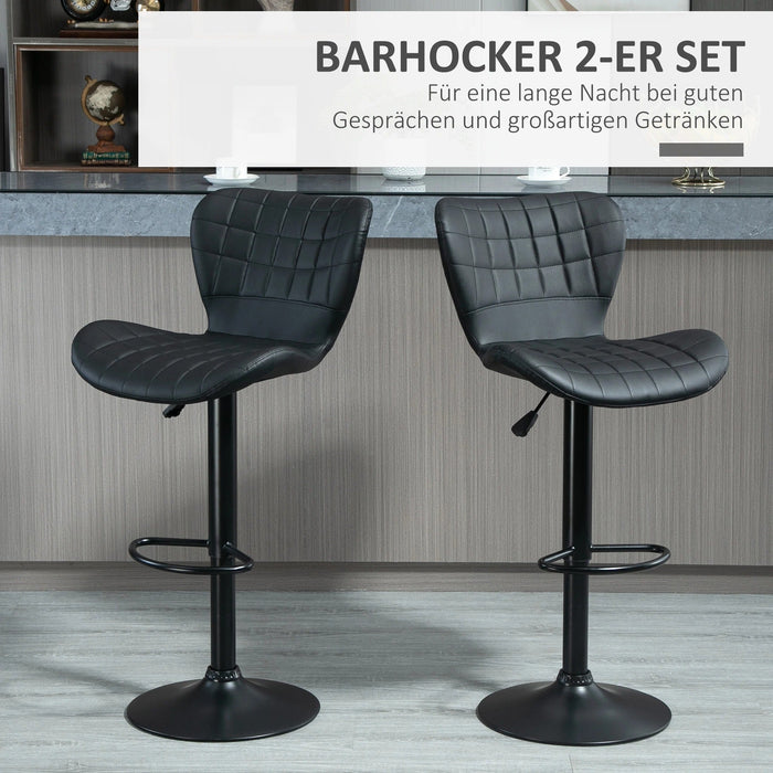 2er-Set Barhocker Retrodesign Schwarz, 47x56x89-109cm