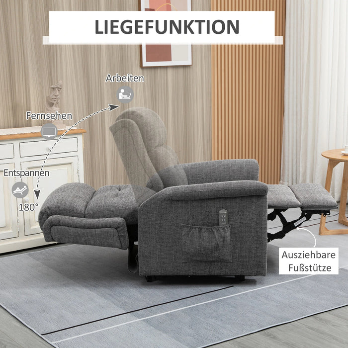 Détendez le fauteuil avec un support - Up, y compris à télécommande de support des pieds Gris en acier, 92x87x108cm