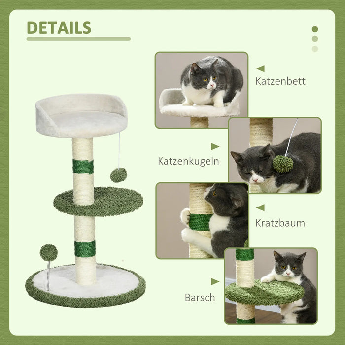 Cat Scratching Post, 1 lit de chat, 1 espace couché, vert + blanc, 40x40x64cm