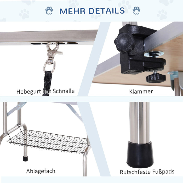 Table de soins aux animaux pliable réglable en hauteur trimtiquement, 107x60x170cm