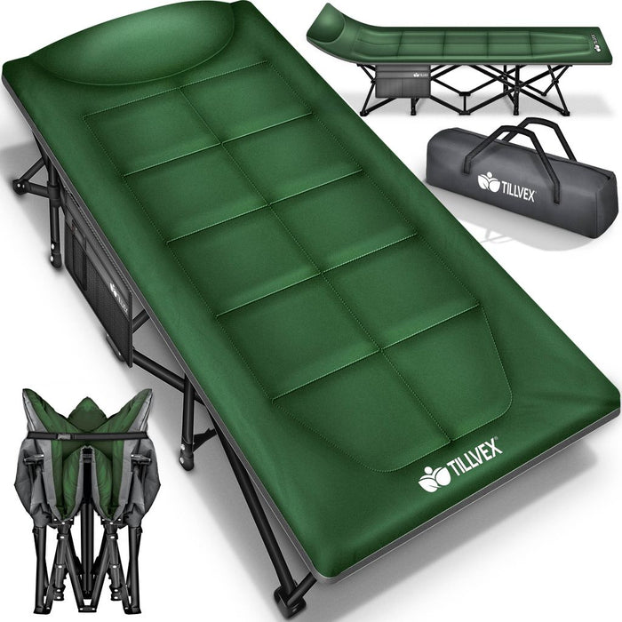 Camping Lounger Camping Bed Field Bed Green, 200x85x40-55cm (copie)