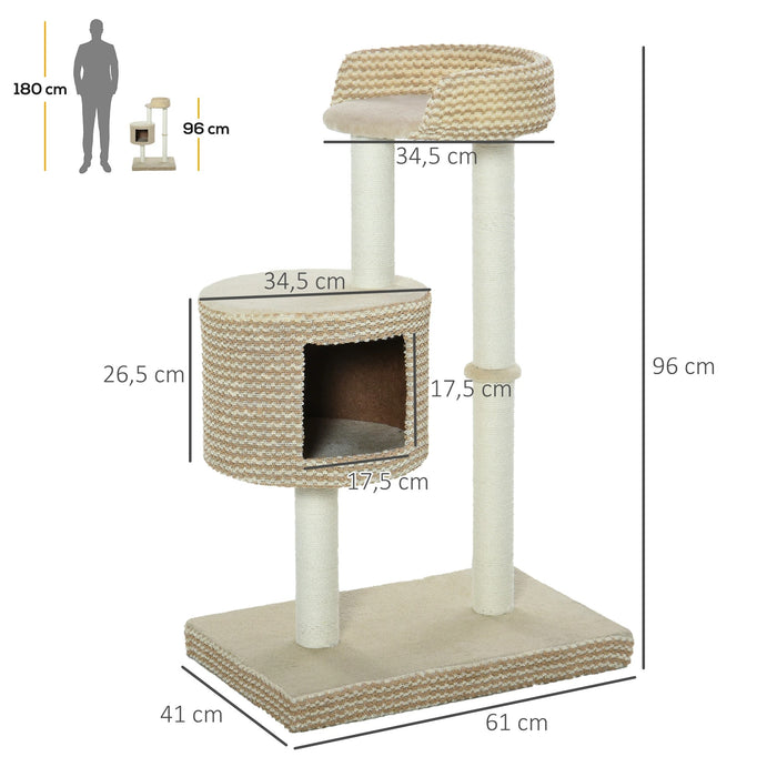 Cat Scratching Post, plates-formes de visualisation confortables, beige et café, 61x41x96cm