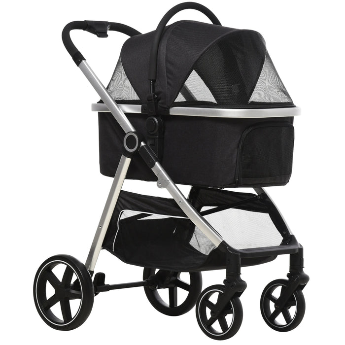 Chien buggy chien voiture de voiture pour animaux de compagnie pliable 2 en 1 noir, 83x58x102cm