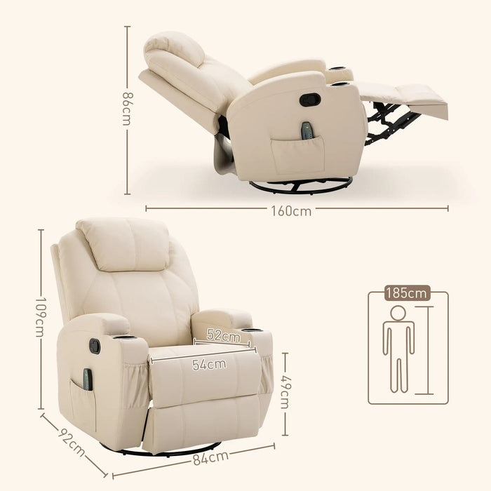 Chaise de massage électrique relaxant fauteuil 5 modes de massage Fonction de mensonge 84x92x109cm