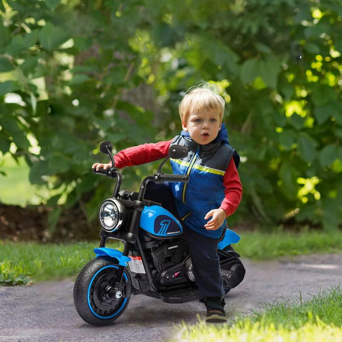 Moto électrique pour enfants, avec des phares, 3 km / h, bleu + noir