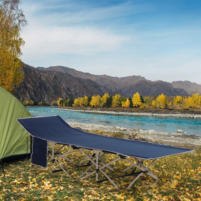 Feldbett, Camping-Bett, klappbar, wetterbeständig, ink. Tragetasche, 190cmx68cmx52cm, Blau