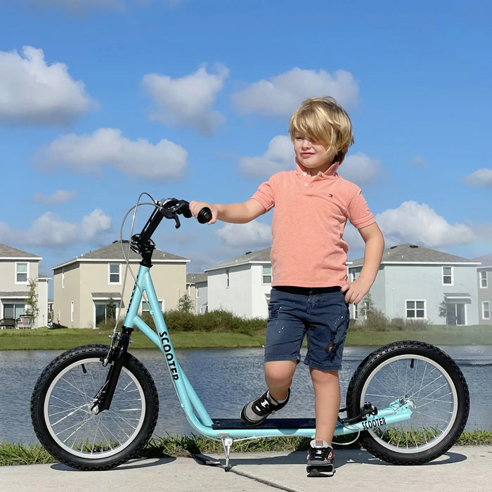 Kinderscooter mit Bremse höhenverstellbar Leichtbau Hellblau