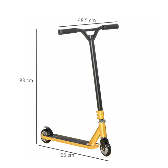 Stunt Scooter für Kinder 360° Lenkung über 14 Jahre alt - Scooter mit Deck Gummigriffe Hinterradbremse 65x48,5x83cm