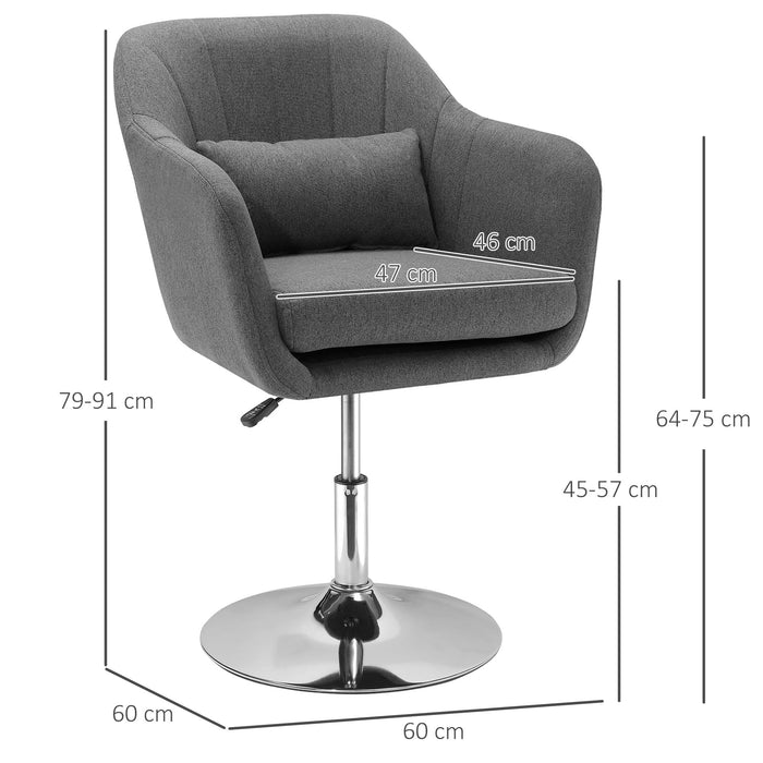 Arbeitshocker Drehhocker Barhocker Bürostuhl höhenverstellbar leinenartiges Polyester Dunkelgrau, 60x60x79-91cm