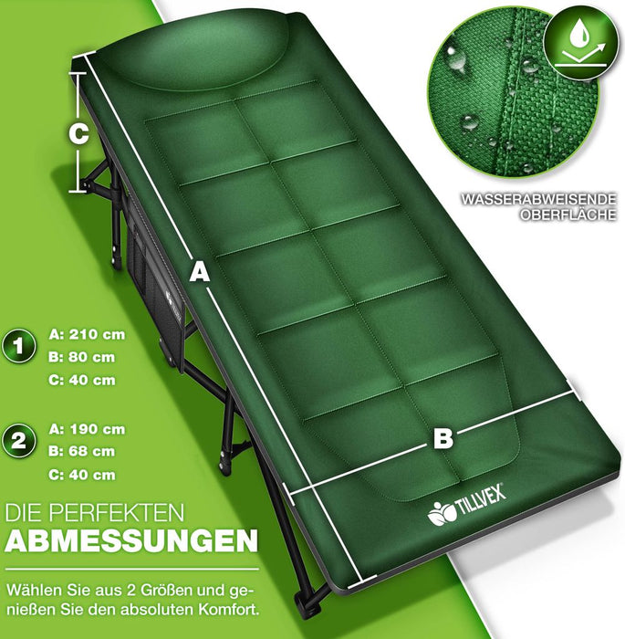 Camping Lounger Camping Bed Field Bed Green, 200x85x40-55cm (copie)