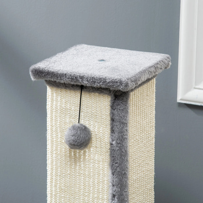 Kratzbaum Cat Tree, y compris la balle de jeu, la peluche, le sisal, la crème + gris, 41x41x81cm