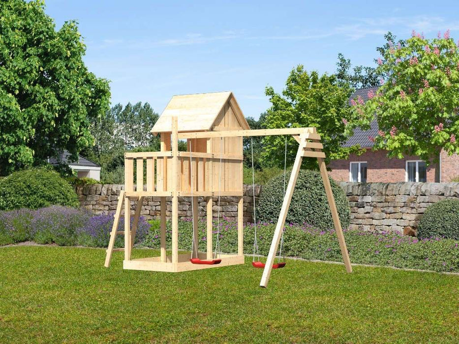 Play Tower 'Peace' Dual Swing naturel, 107x107x291cm (bxtxh)