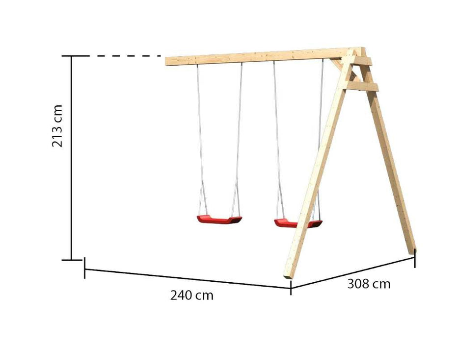 Play Tower 'Peace' Dual Swing naturel, 107x107x291cm (bxtxh)