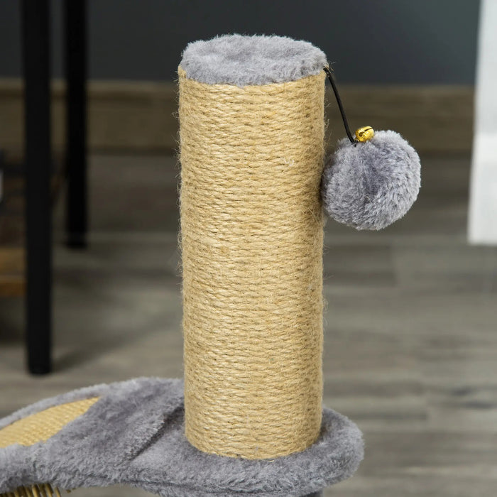 Cat Scratching Post, Tension de jute, boule suspendue avec cloche, gris, 34x24x43cm