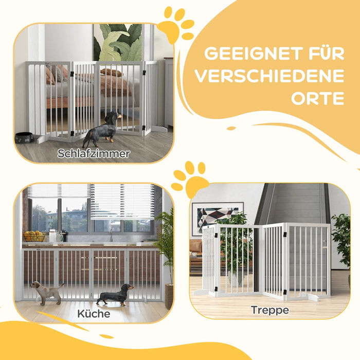 Dog shut-off grille foldable non-slip white, 206x35.5x76cm