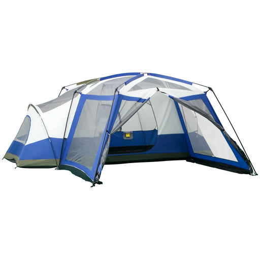 Camping Zelt 6-8 Personen Familienzelt mit Vorraum Glasfaser Blau, 518x487x237cm