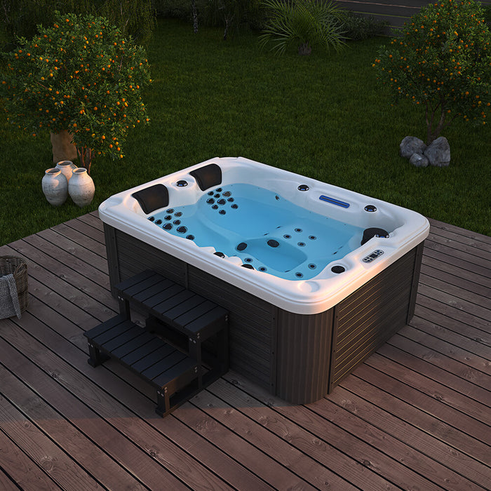 Jardin Whirlpool en plein air, 51 jets de massage, éclairage, escaliers et couverture thermique, 2 personnes