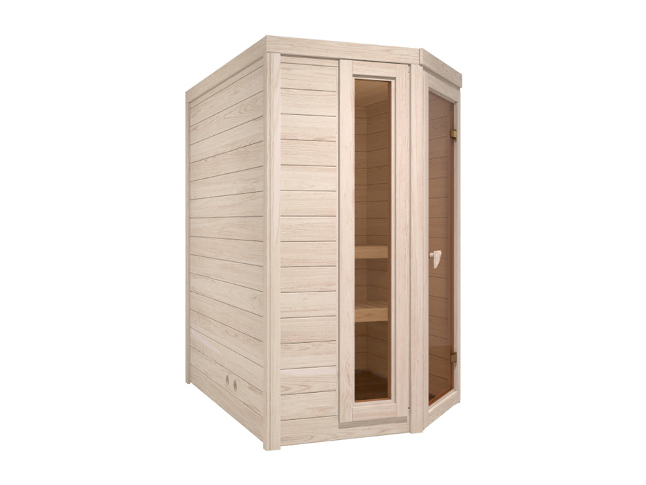 Sauna en bois massif sauna bergamot - 148x198x216cm, 1-2 personnes - cabine de sauna en salle avec four