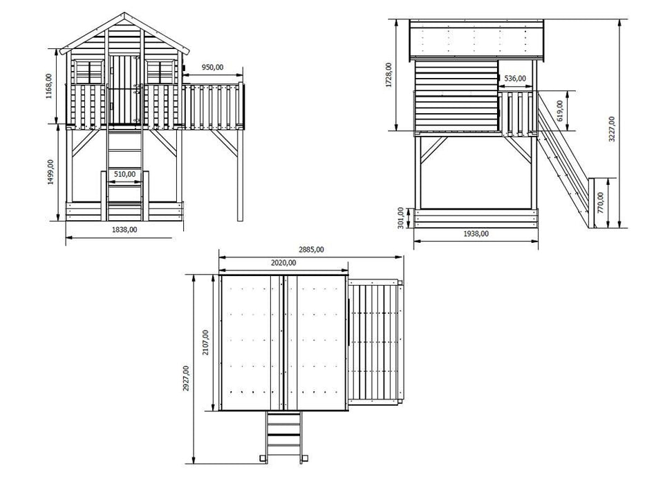 Stelzenhaus 'Big XL', y compris le double swing et le gris de diapositives, 528.5x292.7x322.7 cm (bxtxh)