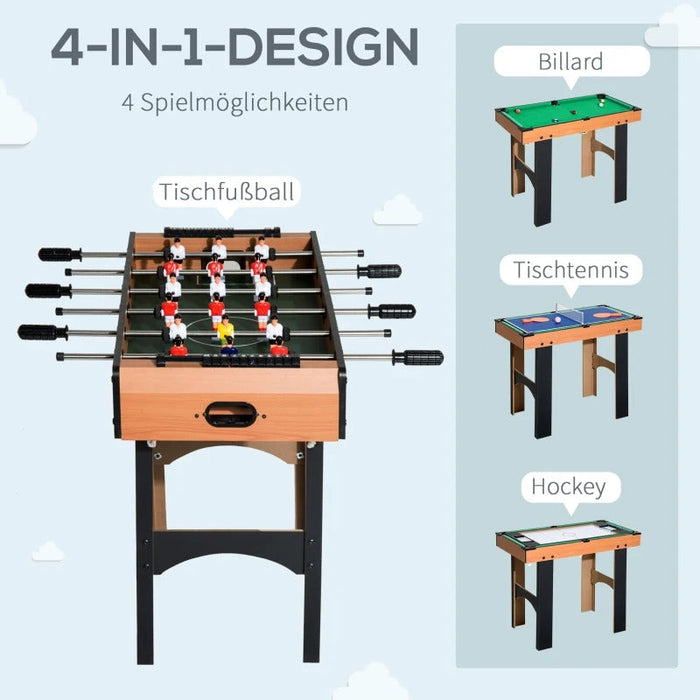 4 in 1 Multi Spieltisch Tischkicker Tischfussball Kicker Hockey Billard Tischtennis, MDF, 87x43x73cm