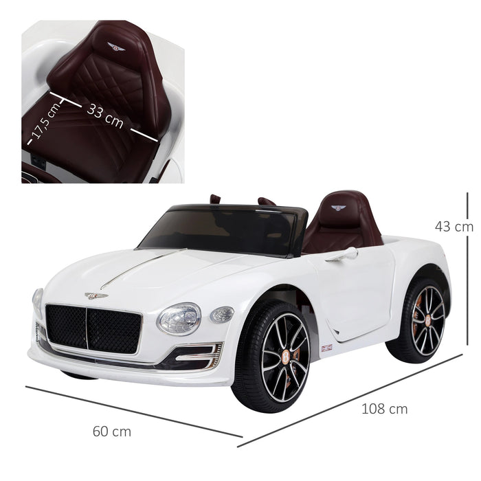 Voiture pour enfants Bentley GT véhicule / voiture électrique pour enfants agréés avec télécommande 2x390 Enfants blancs 108x60x43 cm