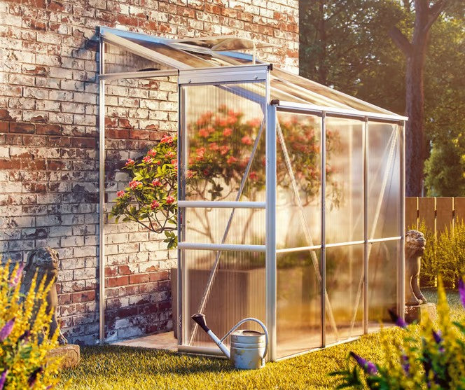 Stabiles Alu Beistellgewächshaus 190x130x202cm mit Fenster und Verstrebung