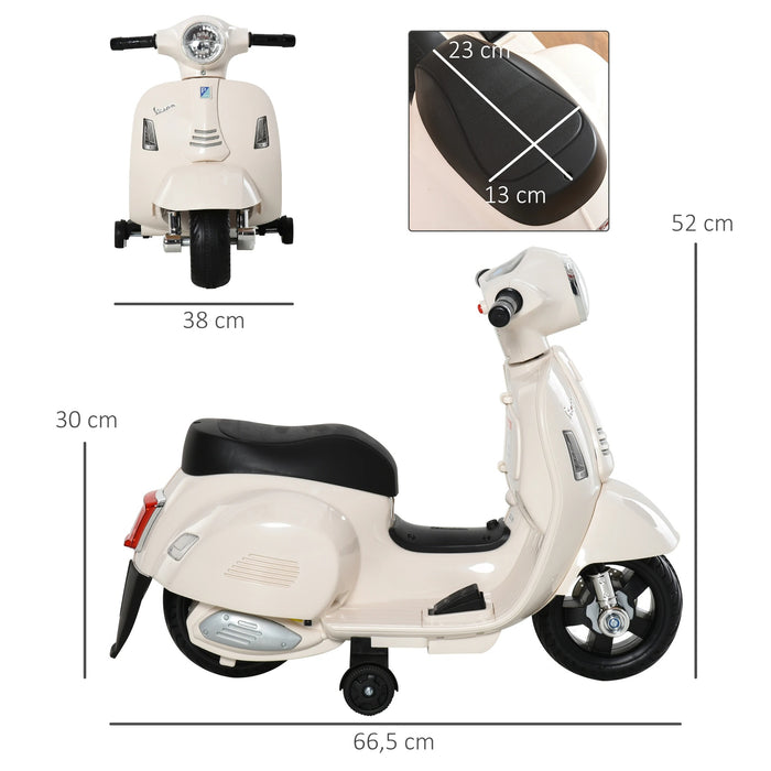 VESPA VESCA Motorcycle Electric Vehicle 18-36 mois 3 km / h LED Light Sound Pp Plastic Metal White 66.5x38x52cm