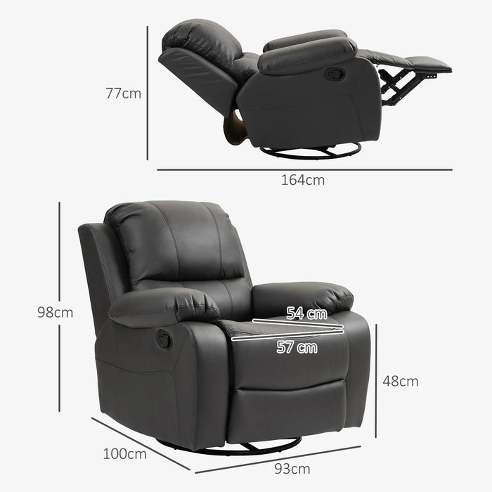 Détendez le dossier réglable en fauteuil et le support réglable rotatif jusqu'à 150 kg noir, 93x100x98cm