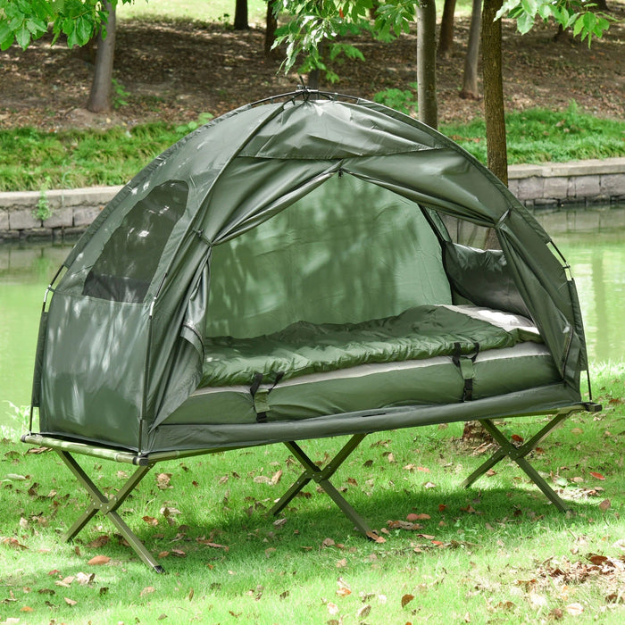 Campingzelt-Set mit Feldbett Schlafsack und Matratze Dunkelgrün, 193x8 — floki24