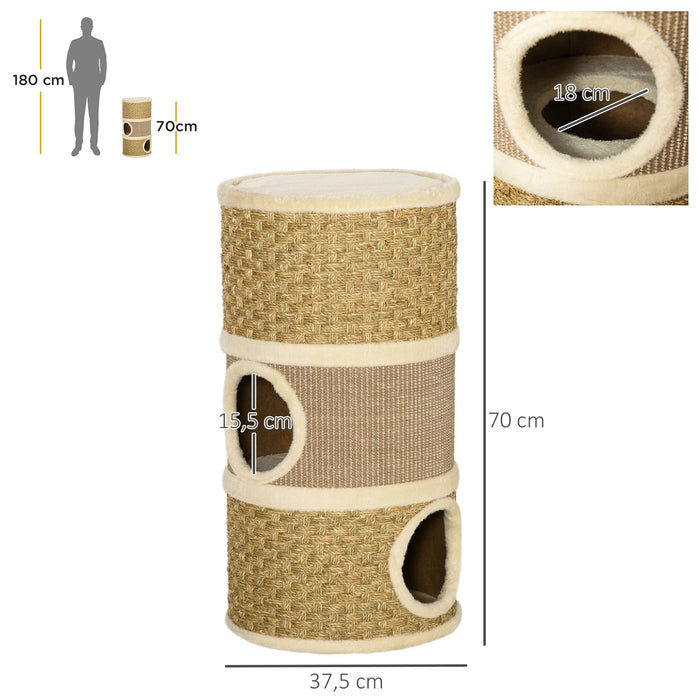 Scratch Bin, Cat Scratching Post pour les niveaux de chats 3 avec une peluche de sisal, hauteur 70 cm