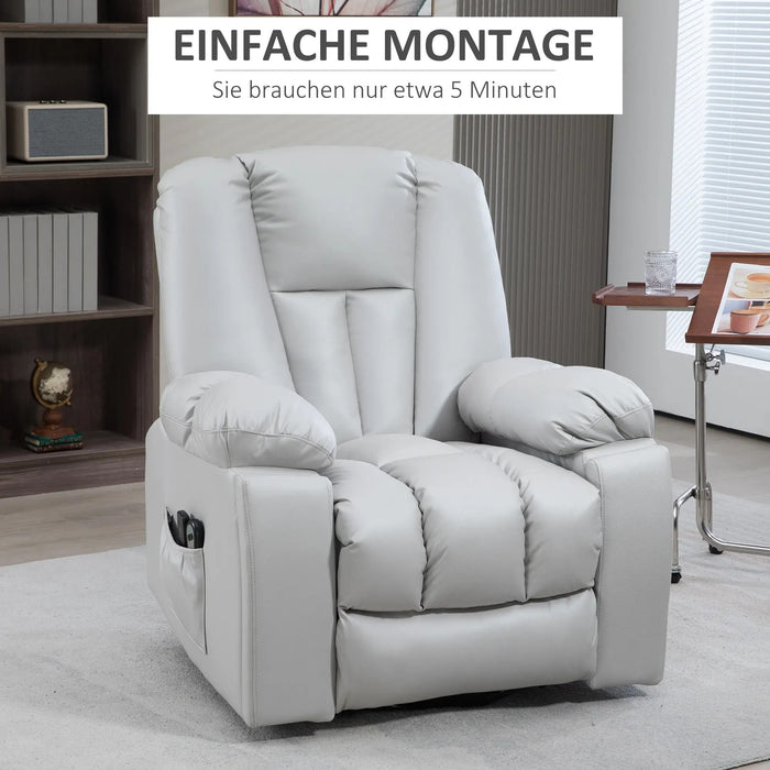 Chaise de massage relaxant fauteuil senior chaise télécommandée des poches côté gris, 94x96x106cm