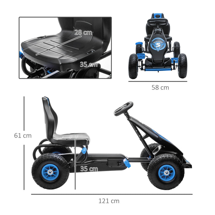 Gokart per bambini con pedali e sedile regolabile da 5 anni, 121x58x61cm