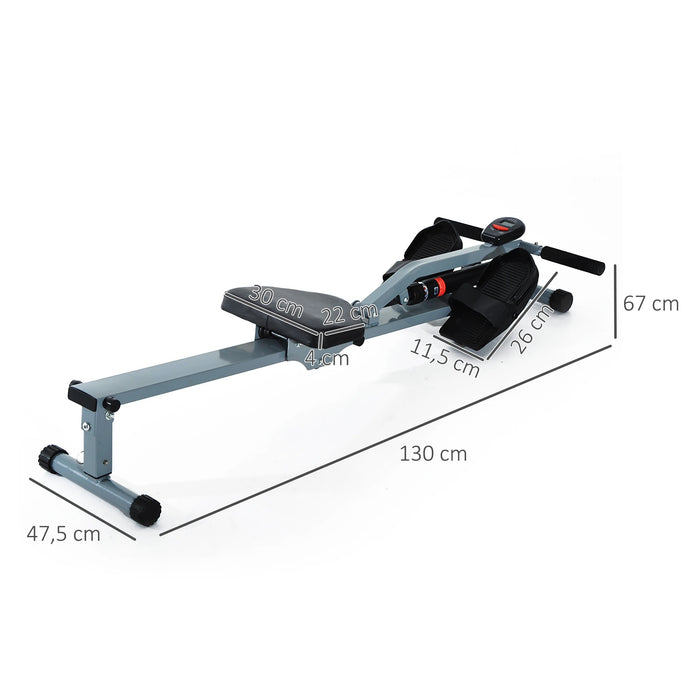 Dispositif d'aviron avec LCD Fitness Device Trainer Home, Steel + PVC, Gray, 130x47.5x67cm