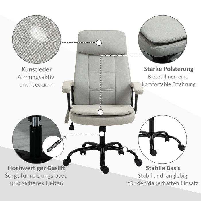 Bürostuhl mit Massagefunktion höhenverstellbar ergonomisch Beige, 63x70x112-121cm