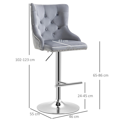 2er-Set Barhocker Sitzhocker höhenverstellbar drehbar Stahl Grau, 46x55x123cm