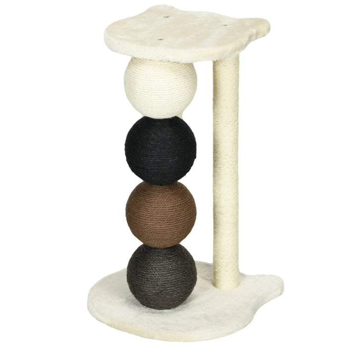 Cat Scratching Post, plate-forme, avec 2 poteaux de sisal et 4 balles Sisal, jouets, 38x38x64cm