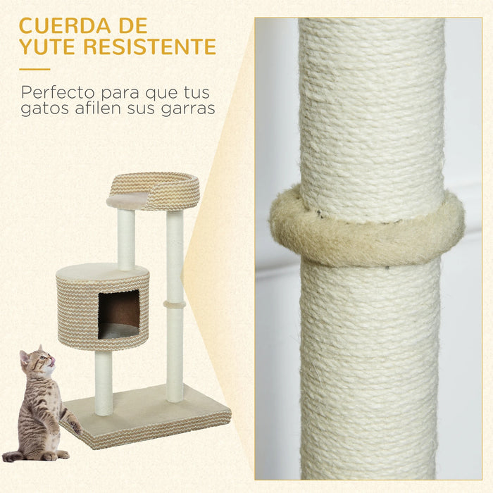 Cat Scratching Post, plates-formes de visualisation confortables, beige et café, 61x41x96cm