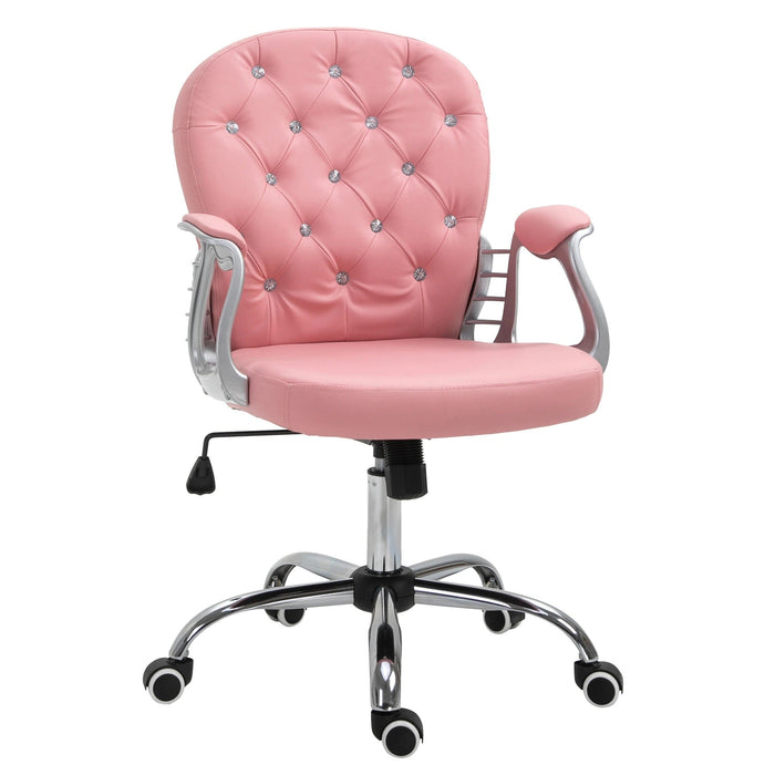 Ergonomischer Bürostuhl gepolsterte Rückenlehne Rosa, 59,5x60,5x95-105cm