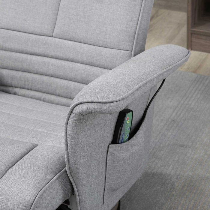 Chaise de massage avec ottoman, 8 têtes de vibration, fonction d'inclinaison, gris clair