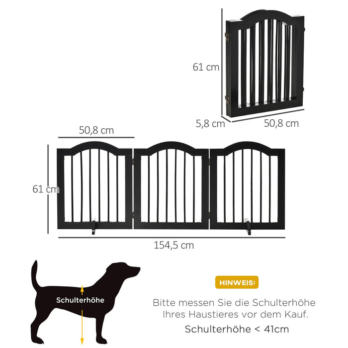 Grilles circulaires pour chiens Protection de porte en 3 parties Black Black, 154,5x61cm