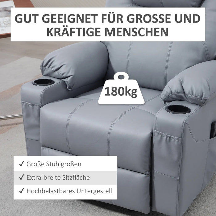 Massagesessel Aufstehhilfe Seniorensessel 8 Massagemodi neigbare Rückenlehne Grau, 88x99x106cm