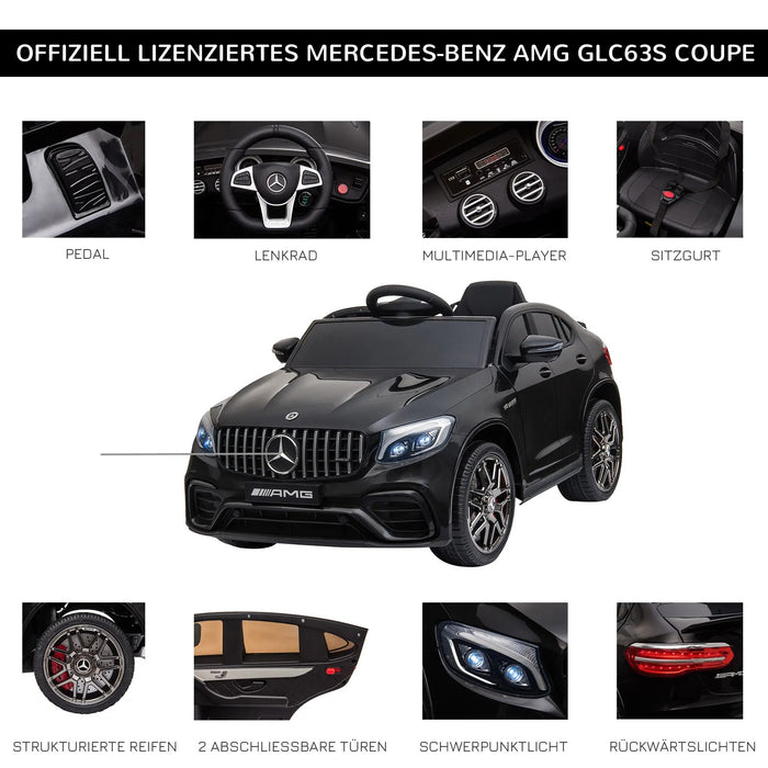 Véhicule pour enfants 12V Mercedes-Benz AMG GLC63S Coupé License ACTRIC avec télécommande et moteurs 2x35W à distance, noire 115x70x55cm