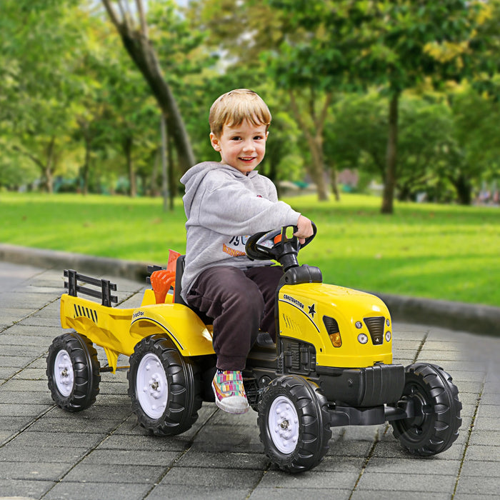 Tracteur de poéting avec remorque, outil et corn à partir de 3 ans, 133x42x51cm