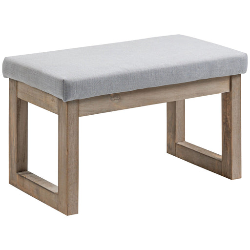 Fussbank im Skandi-Design Sitzhocker Fusshocker Grau + Natur, 68x38x42cm