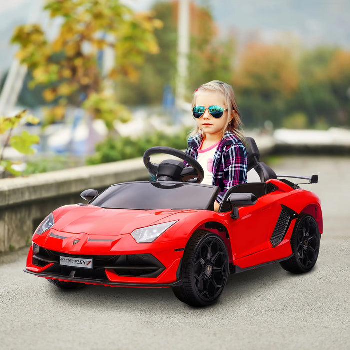 Electro children's car, licensed Lamborghini Aventador, wing doors, music, horn, for 3-5 years, red