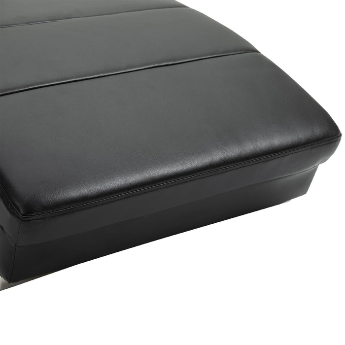 Relax Lounger avec fonction de massage en cuir synthétique ergonomique noir, 58x163x87cm