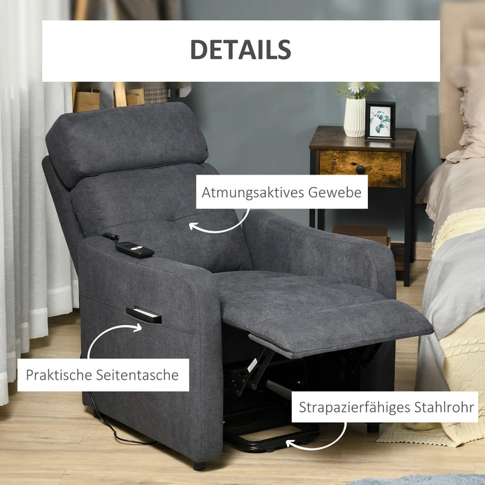 Détendez le fauteuil avec un support - Up, y compris à la télécommande, gris de repose-pied extensible, 71x94x104cm